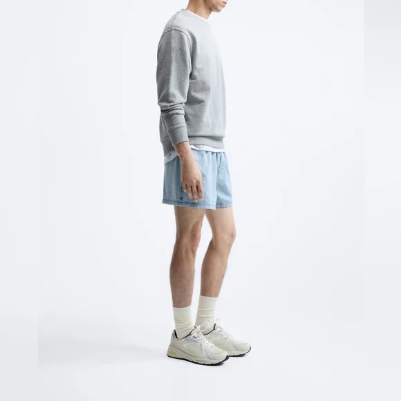 ZARA CROPPED DENIM BERMUDA SHORTS - Picture 4 of 10